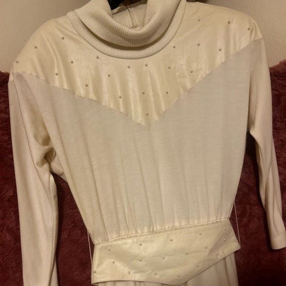 Rare Vintage Pearl Embellished 1980’s Formal Dress 8 with belt 80s Toni Todd - Picture 4 of 6